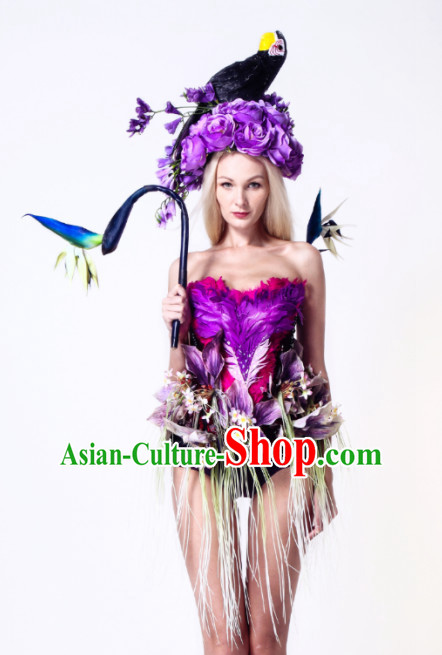 Parade Quality Forest Dance Costumes Popular Ostrich Feathers Fancy Costume Angel Wings Costume Complete Set