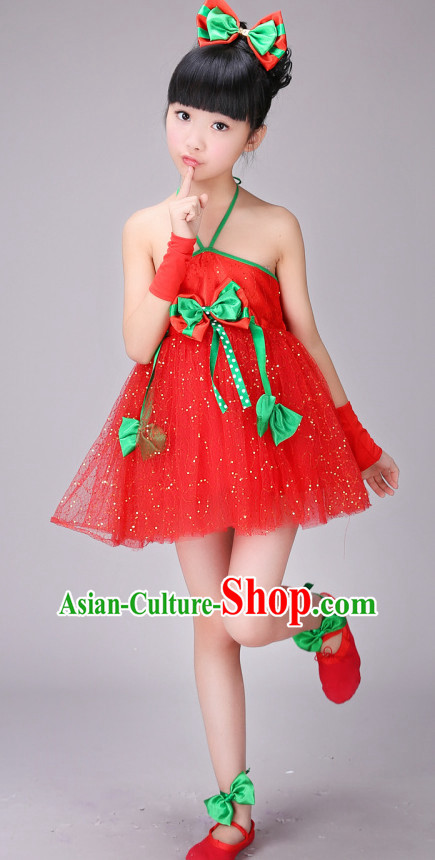 Chinese Stage Dance Costume Ribbon Dance Costumes Fan Dance Dancer Dancing Dresses for Kids