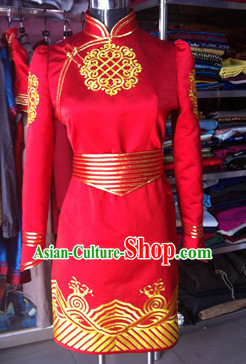 Chinese Mongolian Minority Mongol Women Wedding Dress Mongolia Minority Dresses Ethnic Mongolian Costume Complete Set