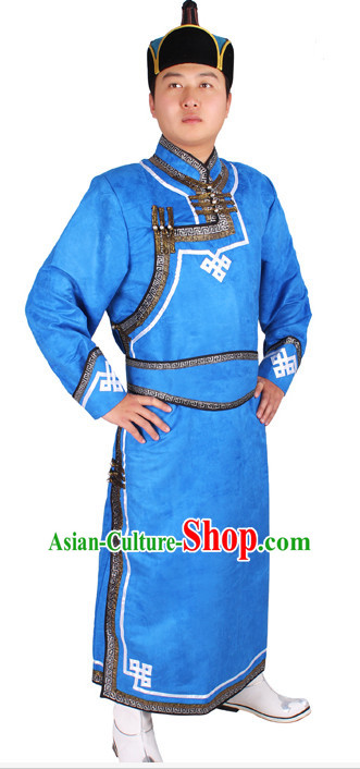 Mongolian Men Minority Mongol Mongolia Robe and Hat Complete Set