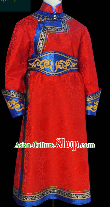 Mongolian Minority Emperor Mongol Mongolia Prince Clothing Ethnic Traditional Costumes Complete Set