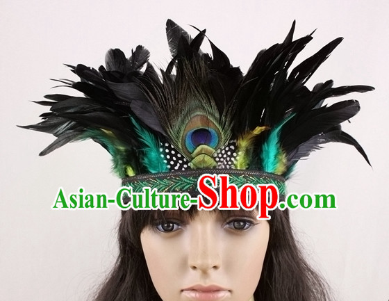 Handmade Peacock Feather Hair Pin Hair Accessory Headwear Hair Accessorie Head Dress Head Piece Jewel Hat Set