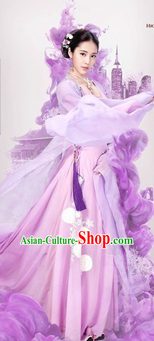 Ancient Chinese Royal Highness Purple Beauty Clothing and Hair Accessories Complete Set for Women