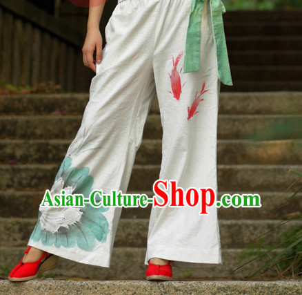 Chinese Classical Hands Painted Mandarin Pants
