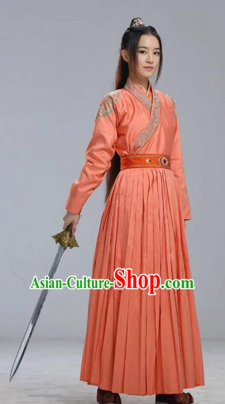 Traditional Chinese Ancient Heroine Costumes, Ancient Chinese Cosplay Swordswomen Knight Costume Complete Set for Women