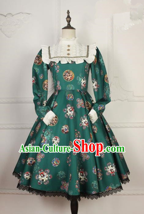 Traditional Classic Elegant Women Costume One-Piece Dress, British Restoring Ancient Princess Gothic Dress for Women