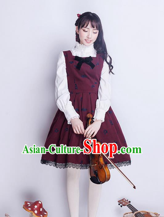 Traditional Classic Elegant Women Costume Woolen One-Piece Skirt, Restoring Ancient Wool Embroidered Dress for Women
