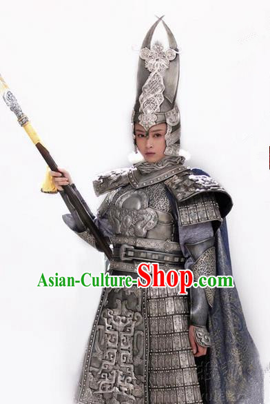 Traditional Chinese Ancient Female General Costumes, Ancient Chinese Cosplay General Swordsmen Knight General Costume Armour Complete Set for Women