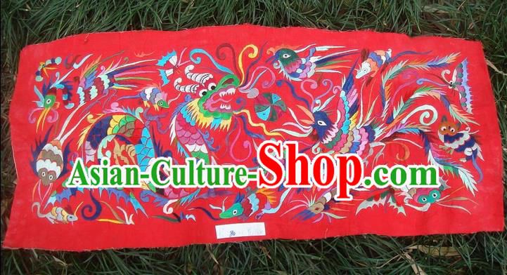 Traditional Chinese Miao Nationality Classic Hand Made Embroidery Flake-Dragon and Phoenix