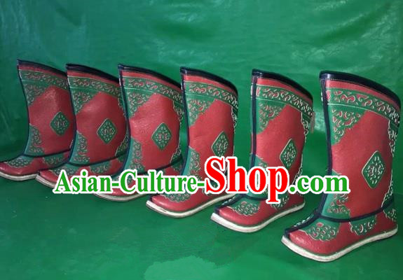 Traditional Chinese Minority Mongol Nationality Ethnic Minorities Mongolian Dance Cowhide Boots, Mongolian Knee Boots Handmade Jockey Boots Tanks Boots for Men