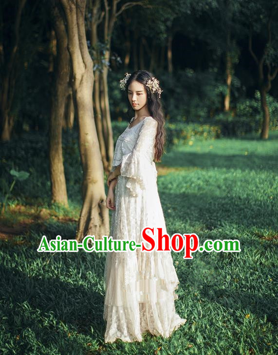 Traditional Classic Women Costumes, Traditional Classic Whole Body Delicate Embroidery Lace Dress Restoring Long Skirts