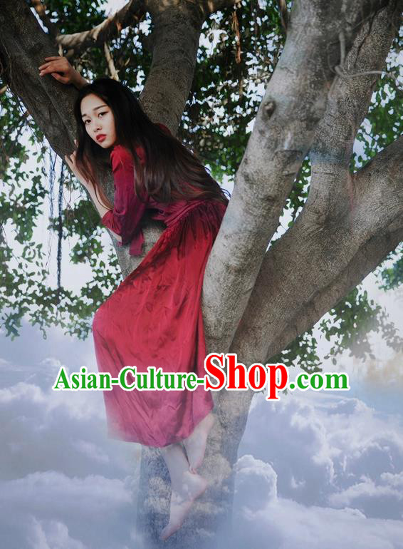 Traditional Classic Women Clothing, Traditional Classic Silk Satin Spring Long-Sleeved Dress Long Skirts