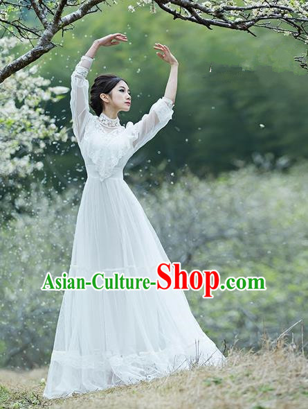 Traditional Classic White Silk Pajamas Heavy Lace Embroidery Evening Dress Restoring Garment Skirt Braces Skirt