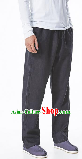 Traditional Chinese Linen Tang Suit Men Trousers, Chinese Ancient Costumes Linen Pants for Men
