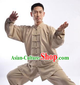 Traditional Chinese Top Linen Kung Fu Costume Martial Arts Kung Fu Training Uniform Tang Suit Gongfu Shaolin Wushu Clothing Tai Chi Taiji Teacher Suits Uniforms for Men