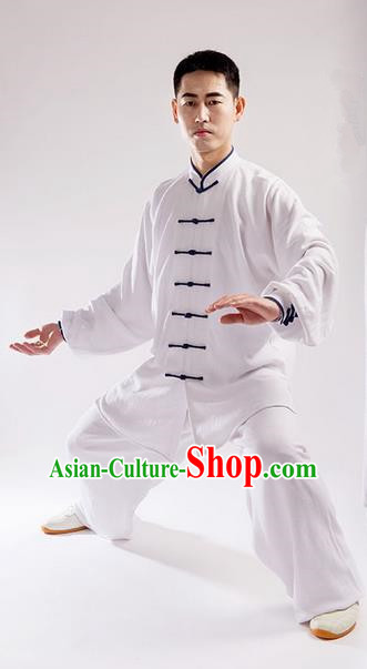 Traditional Chinese Linen Kung Fu Costume Martial Arts Kung Fu Training Uniform Tang Suit Gongfu Shaolin Wushu Clothing Tai Chi Taiji Teacher Suits Uniforms for Men