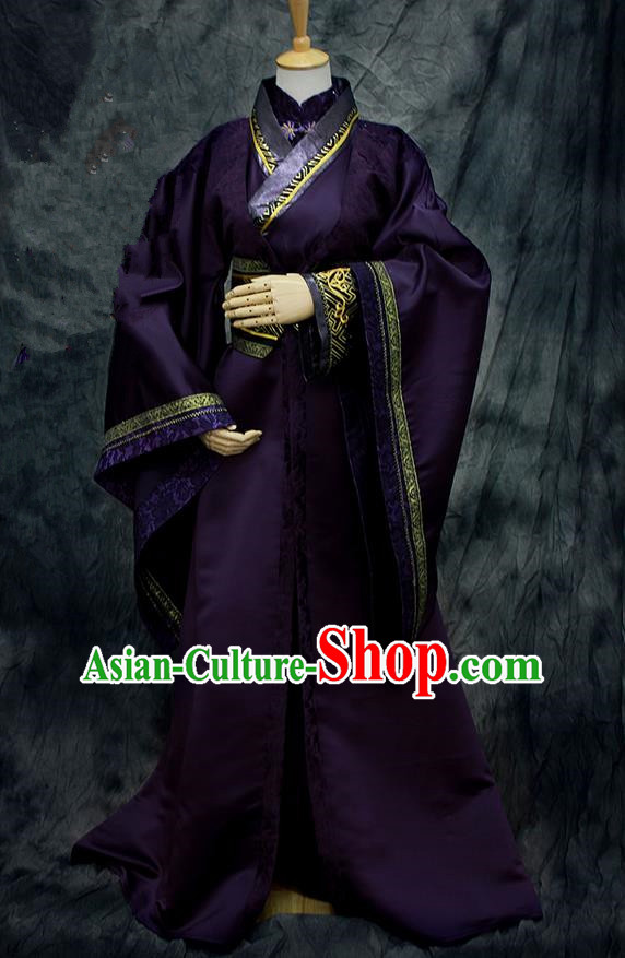 Chinese Ancient Cosplay Costumes, Chinese Traditional Embroidered Royal Prince Patent Satin Clothes, Ancient Chinese Cosplay Swordsman Knight Costume Complete Set For Men