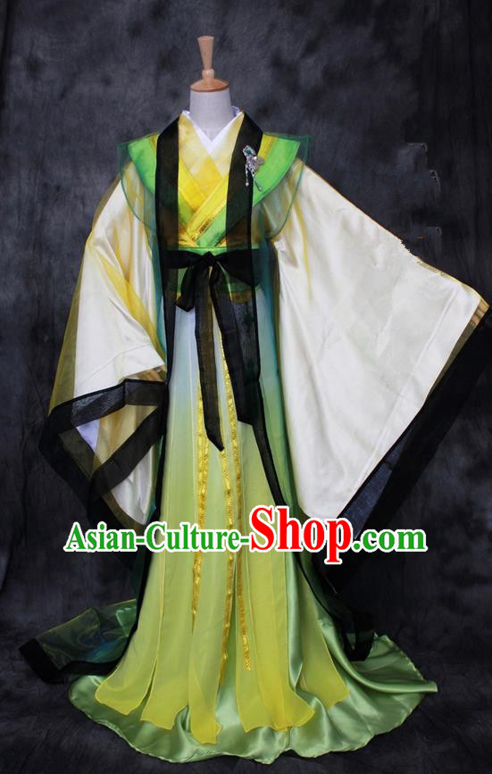 Chinese Ancient Cosplay Costumes, Chinese Traditional Embroidered Prince Clothes, Ancient Chinese Cosplay Swordsman Knight Costume Complete Set For Men