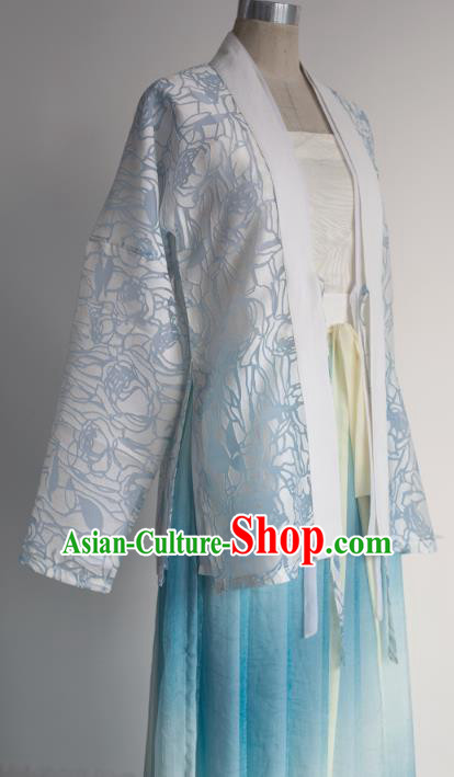 Traditional Chinese Song Dynasty Princess Embroidered Costume, Asian China Ancient Palace Lady Hanfu Clothing for Women