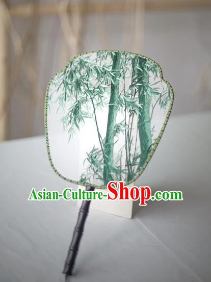 Traditional Chinese Palace Lady Accessories Hanfu Embroidered Bamboo Fans, Asian China Ancient Round Fan for Women