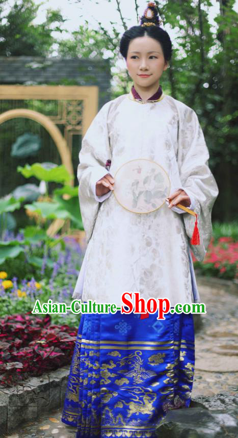 Traditional Chinese Ming Dynasty Imperial Concubine Embroidered Costume, Asian China Ancient Hanfu Palace Lady Dress Clothing