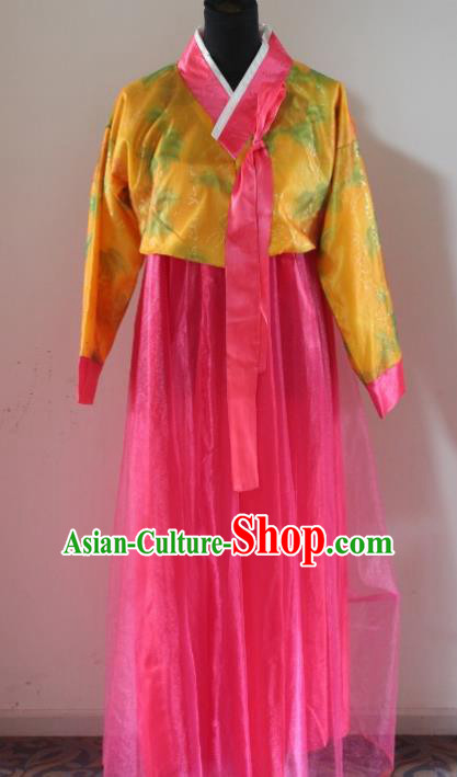 Traditional Chinese Korean Costumes, Asian Women Opening Hanbok Pink Dress for Women