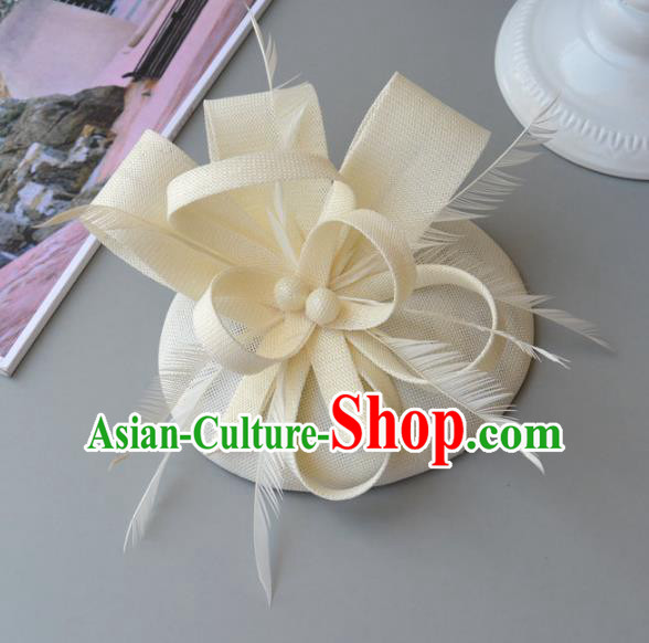 Top Grade Handmade Wedding Hair Accessories White Feather Headwear, Baroque Style Bride Hair Stick for Women