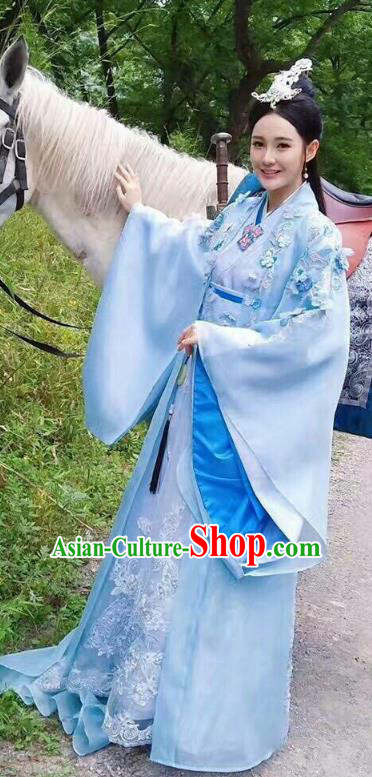 Traditional Chinese Han Dynasty Palace Lady Costume, Asian China Ancient Imperial Princess Embroidered Clothing for Women