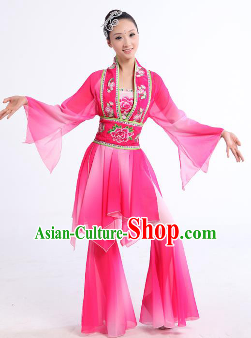 Traditional Chinese Yangge Fan Dance Dance Costume, Folk Dance Uniform Classical Dance Embroidery Clothing for Women