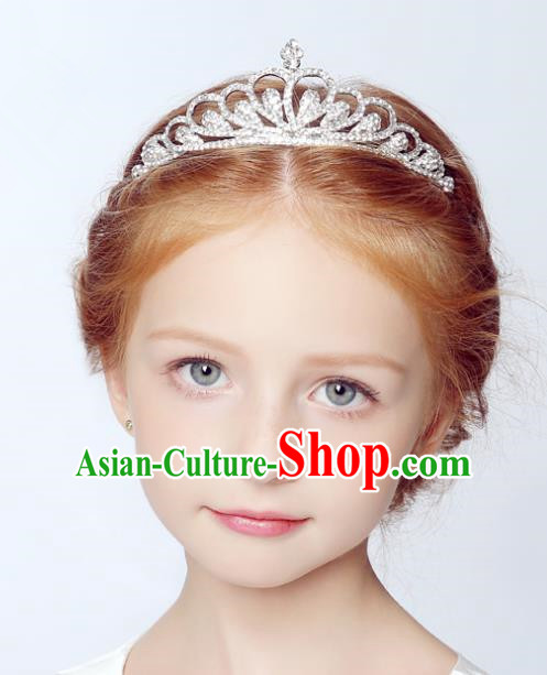 Handmade Children Hair Accessories Crystal Royal Crown, Princess Model Show Headwear Hair Clasp for Kids
