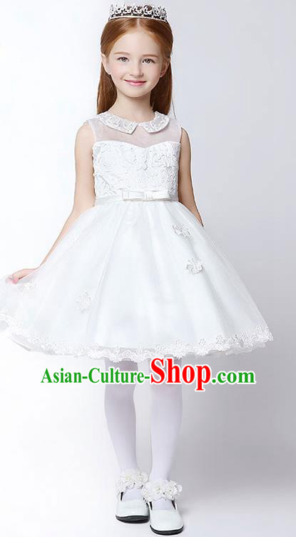 Children Model Show Dance Costume Lace Bubble Full Dress, Ceremonial Occasions Catwalks Princess Dress for Girls