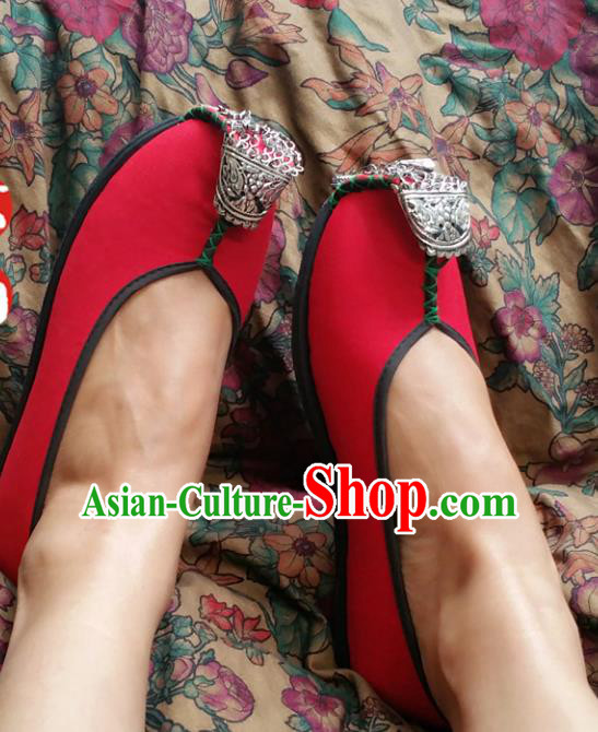 Asian Chinese National Wedding Red Shoes, Traditional China Princess Handmade Shoes Hanfu Shoe for Women
