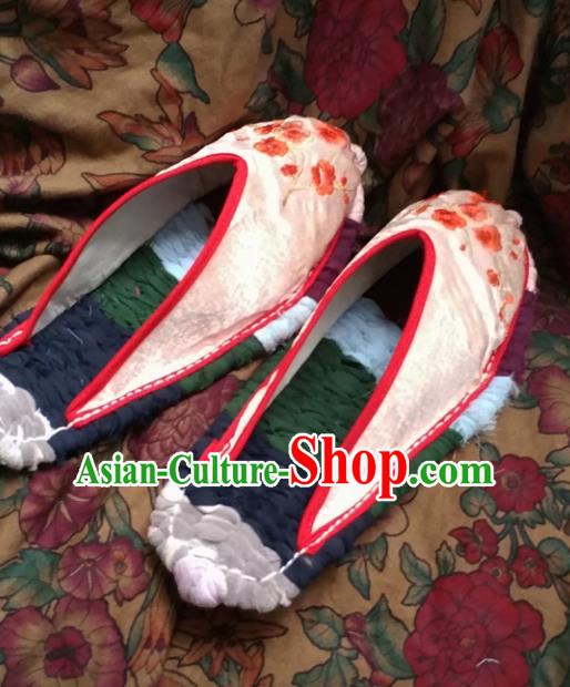 Asian Chinese National Wedding Pink Embroidered Slippers, Traditional China Princess Handmade Shoes Hanfu Shoe for Women