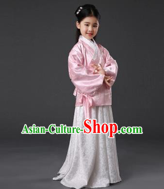 Asian China Ancient Ming Dynasty Palace Lady Costume, Traditional Chinese Hanfu Embroidered Clothing for Kids