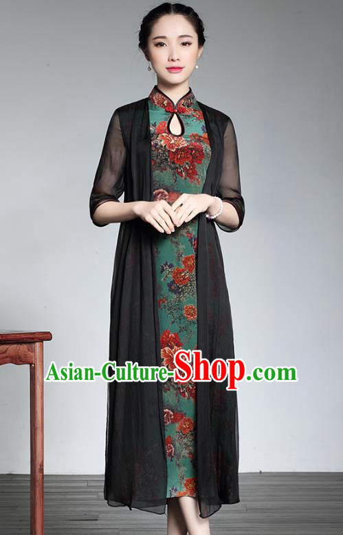 Traditional Chinese National Costume Elegant Hanfu Cheongsam, China Tang Suit Plated Buttons Chirpaur Dress for Women