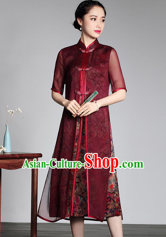 Traditional Chinese National Costume Elegant Hanfu Plated Buttons Qipao Dress, China Tang Suit Cheongsam for Women