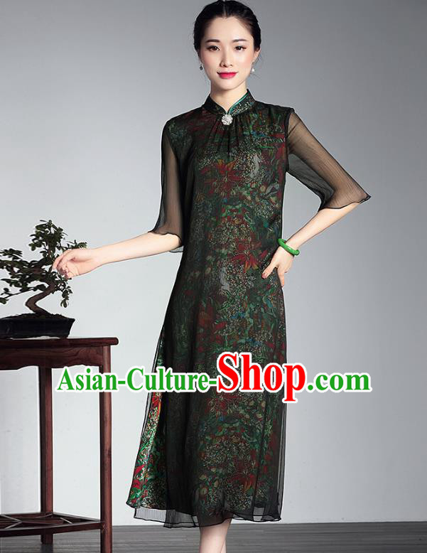 Traditional Chinese National Costume Hanfu Mandarin Qipao Dress, China Tang Suit Silk Cheongsam for Women