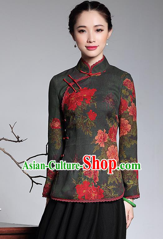 Traditional Chinese National Costume Qipao Blouse, Top Grade Tang Suit Stand Collar Cheongsam Shirts for Women