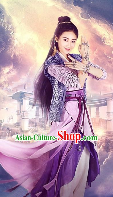 Asian China Tang Dynasty Palace Lady Fairy Costume, Traditional Chinese Ancient Swordswoman Embroidered Hanfu Clothing and Headpiece Complete Set