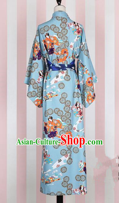 Asian Japan Kimono Clothing Complete Set, Traditional Ancient Japanese Palace Lady Costume for Women