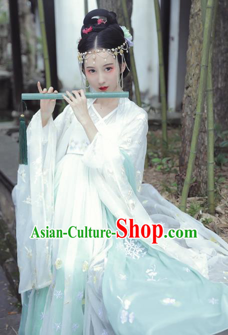Asian China Tang Dynasty Palace Lady Costume, Traditional Ancient Chinese Imperial Concubine Embroidered Elegant Hanfu Clothing for Women
