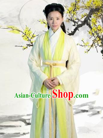 Traditional Ancient Chinese Imperial Princess Costume, Chinese Han Dynasty Young Lady Green Dress Clothing for Women