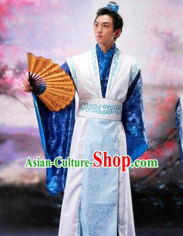 Traditional Ancient Chinese Prince Hanfu Scholar Costume, Asian Chinese Han Dynasty Nobility Childe Clothing for Men