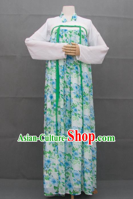 Traditional Ancient Chinese Imperial Princess Hanfu Printing Costume, Asian China Tang Dynasty Palace Lady Green Dress Clothing for Women