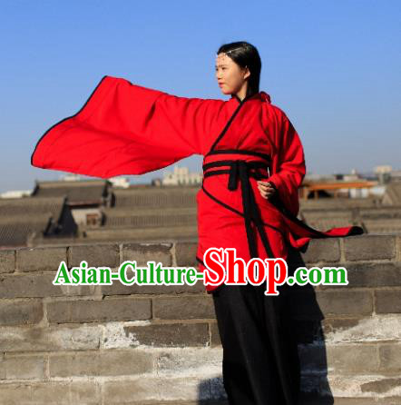 Traditional Chinese Ancient Palace Lady Wedding Costume Red Curve Bottom, Asian China Han Dynasty Imperial Concubine Hanfu Dress Clothing for Women