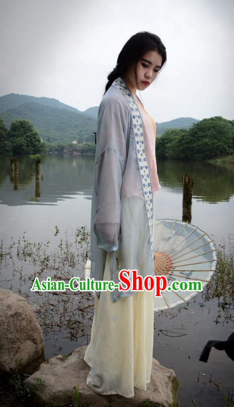 Traditional Ancient Chinese Young Lady Hanfu Embroidered Costume, Asian China Song Dynasty Imperial Princess Clothing for Women