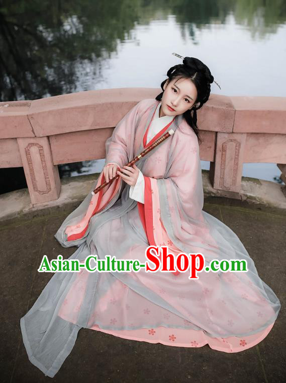 Traditional Ancient Chinese Palace Lady Hanfu Costume, Asian China Jin Dynasty Imperial Princess Dress Clothing for Women