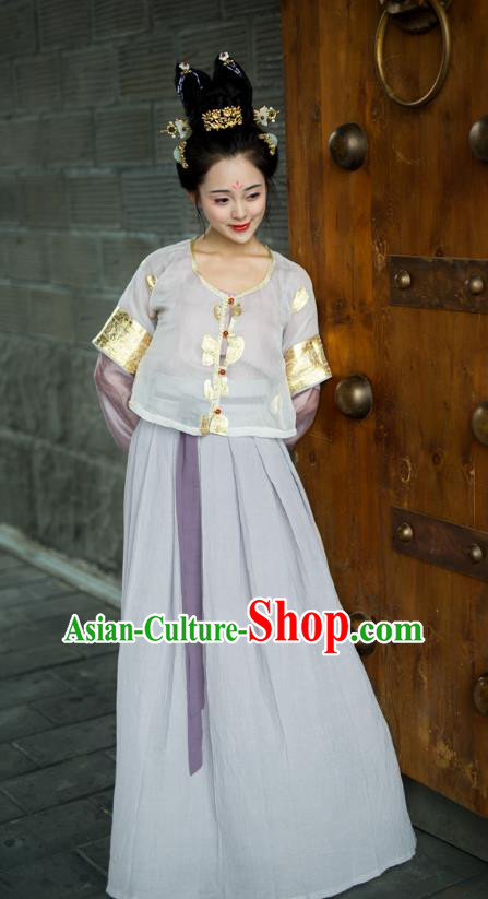 Traditional Chinese Tang Dynasty Palace Lady Hanfu Embroidered Costume, Asian China Ancient Princess Clothing for Women