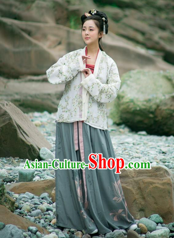 Traditional Chinese Song Dynasty Imperial Princess Hanfu Costume, Asian China Ancient Embroidered Blouse and Pants Clothing for Women