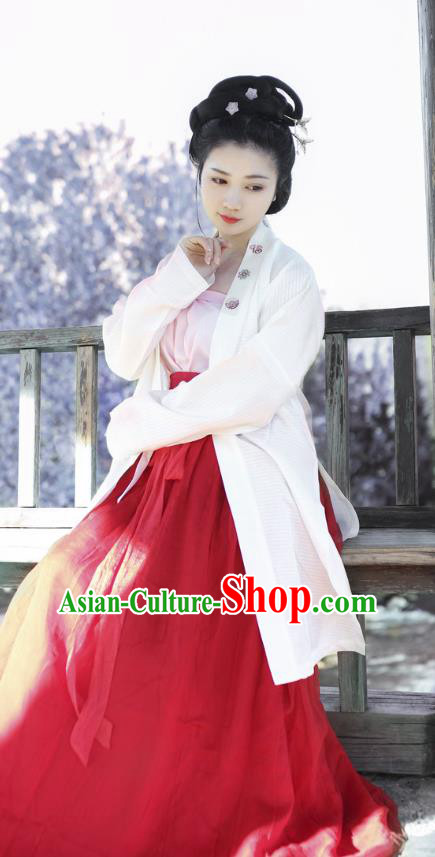 Traditional Chinese Ancient Costume Princess Embroidered BeiZi and Skirt, Asian China Song Dynasty Nobility Lady Hanfu Clothing for Women